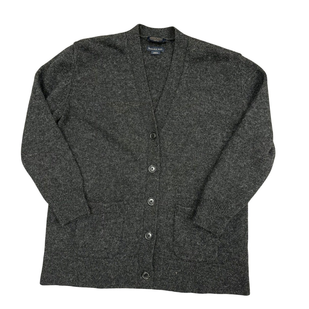 Pendleton V-Neck Button Closure Washable Wool Cardigan Gray‎ M